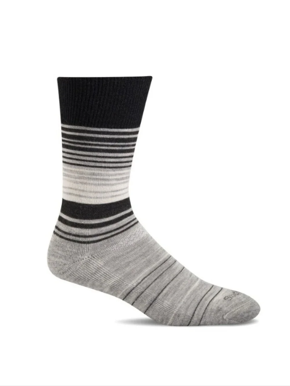 Sockwell▪️M/L Easy Does It Black&Gray Striped Crew Wool Socks Diabetic Friendly